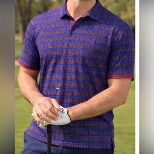 Robert Graham Polo Shirt XL Multicolor Textured Knit Short Sleeve